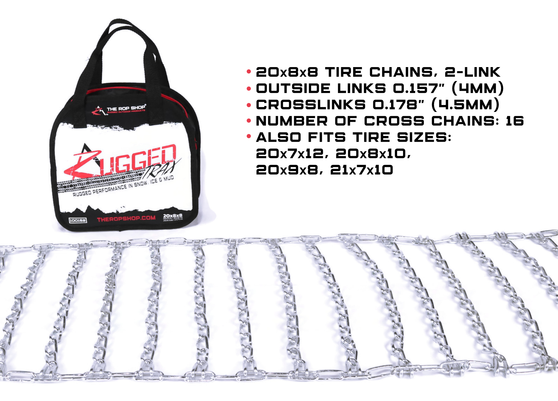 Pair Of 2 Link Tire Chains 20x9x8 For Toro & Cub Cadet Lawn Mower & Snow Blower