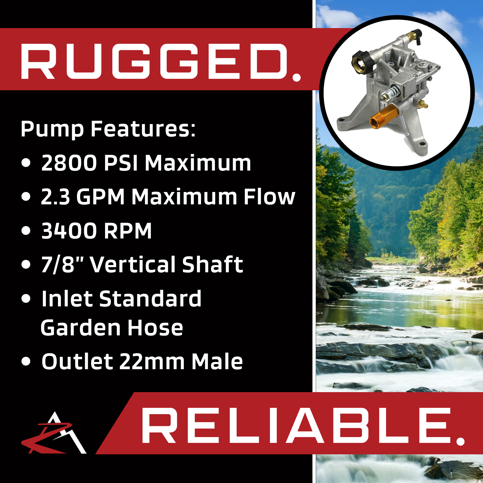 7/8" Shaft 2800 PSI PRESSURE WASHER PUMP for Briggs & Stratton 020662-00, 020684 - Picture 6 of 8