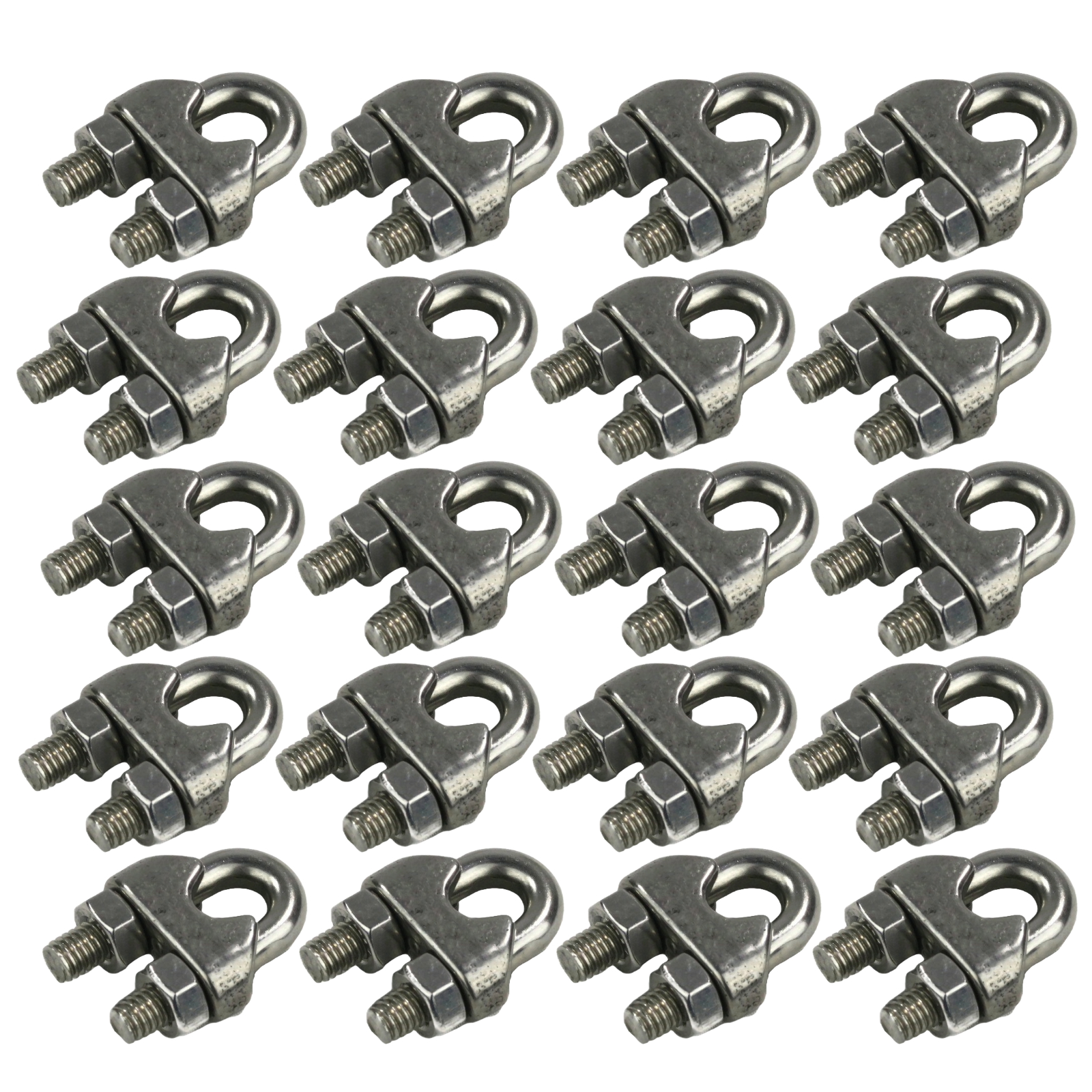 あきら 20-Pack) 1/4 Inch M6 Wire Rope Clip Cable Fastener Clamps 304